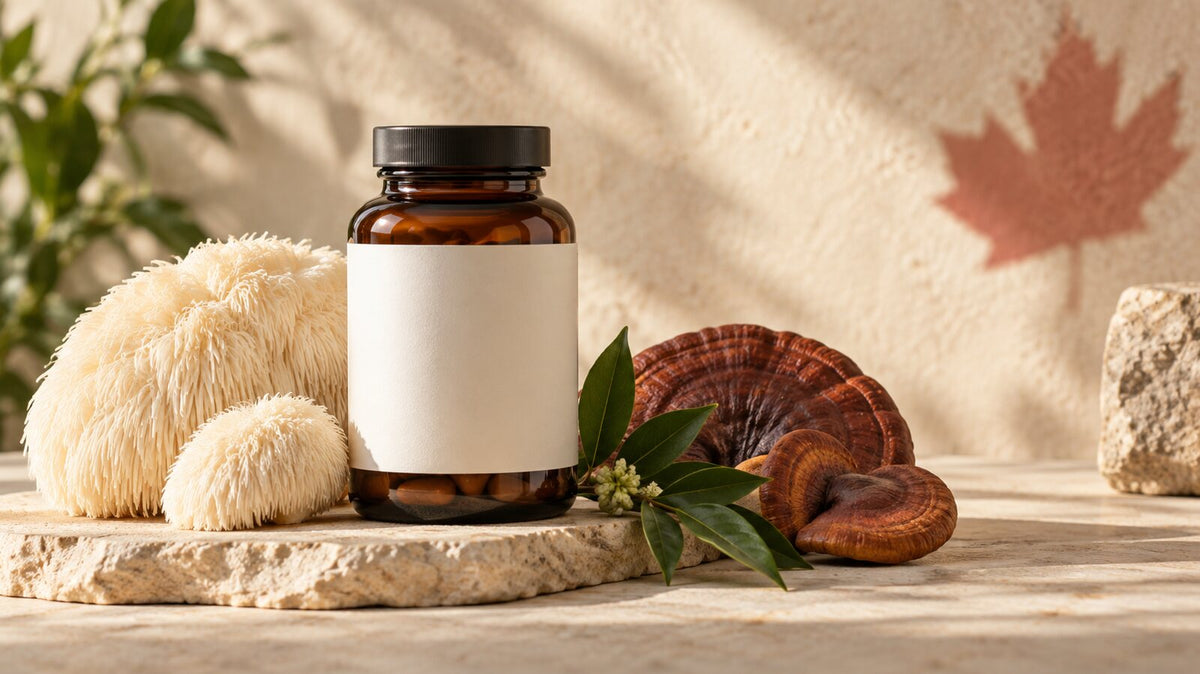 Lion's Mane and Reishi mushroom supplement ingredients in Canada