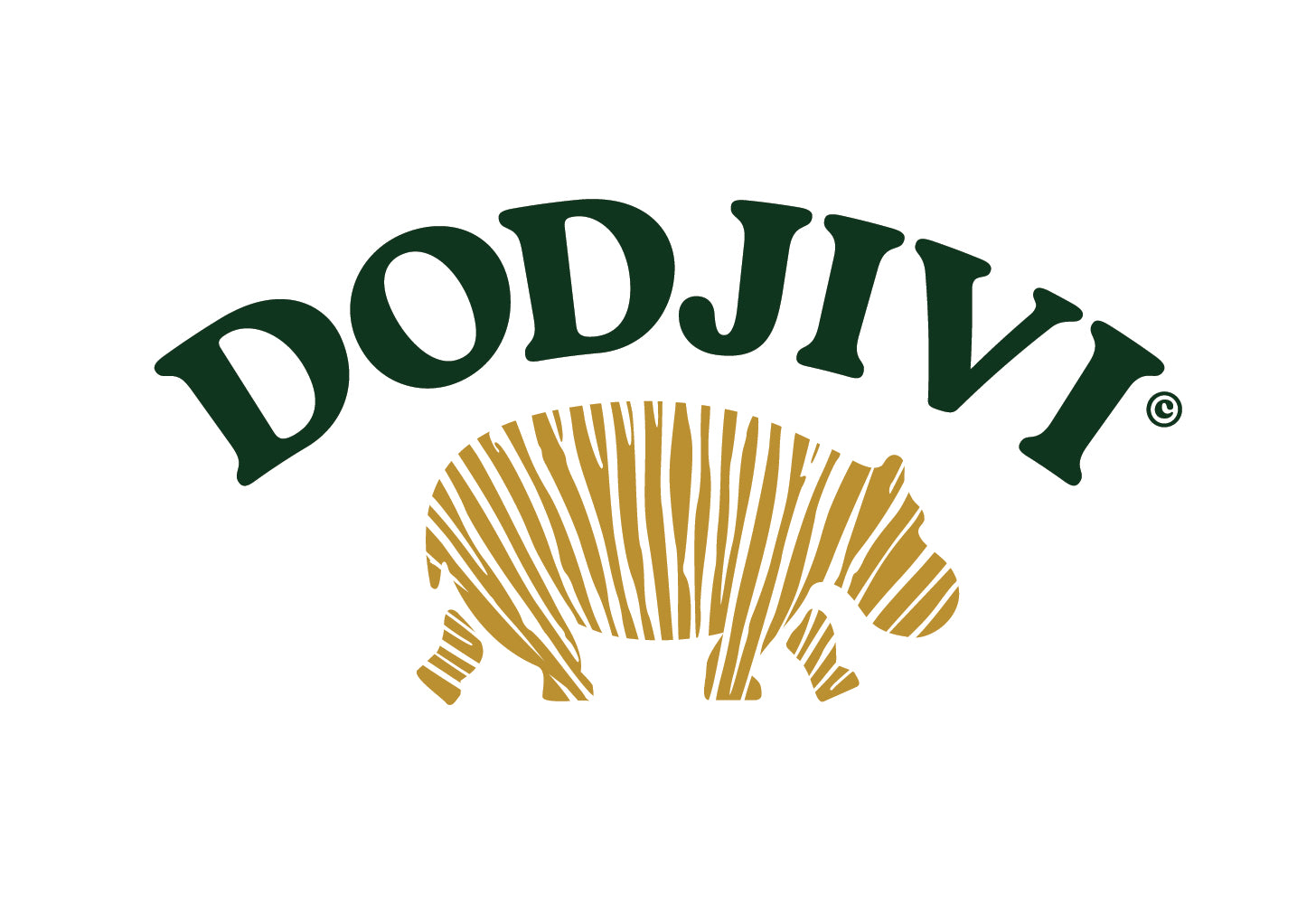 Logo of Dodjivi with a green text and yellow animal silhouette on a white background